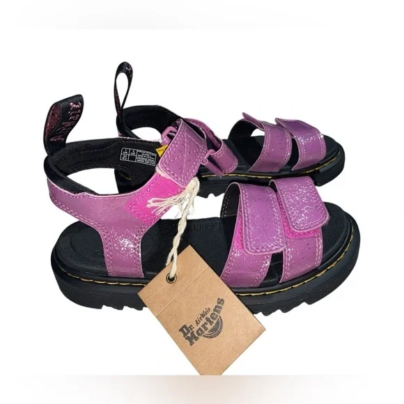 NEW Dr Martens Klaire Y Youth Strappy Sandals- Pink Cosmic Glitter - Picture 2 of 4